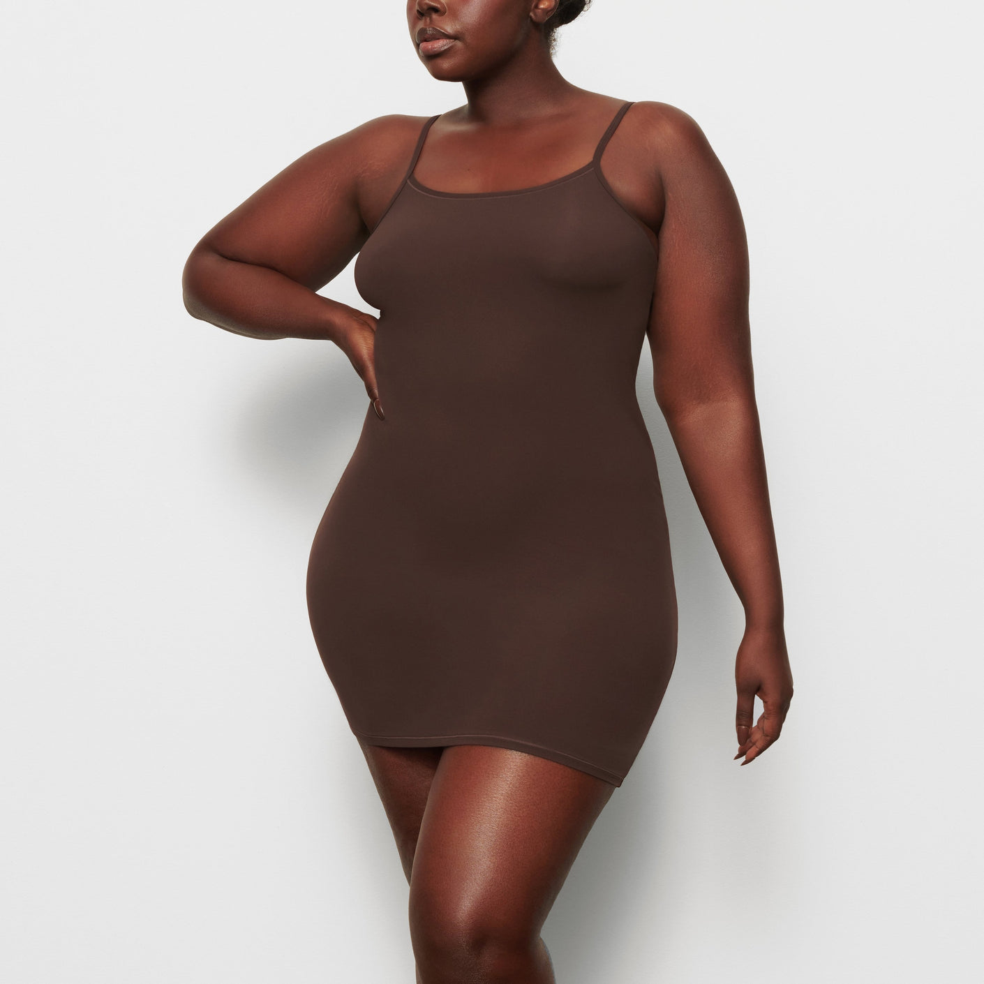 Fits Everybody Crew Neck Long Sleeve Dress - Cocoa