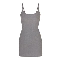 Kim Kardashian SKIMS Soft Lounge Long Slip Dress, Heather Grey XX-Small