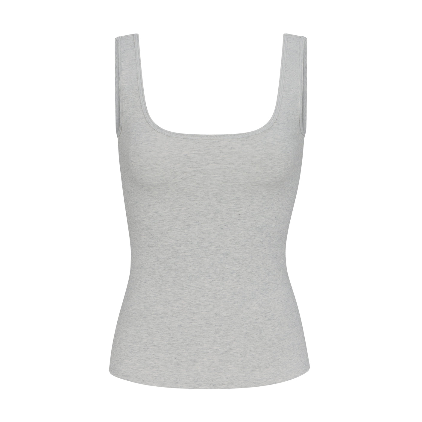 SKIMS Cotton Collection Cropped Ribbed Cotton-blend Jersey Tank - Light  Heather Grey - ShopStyle Tops