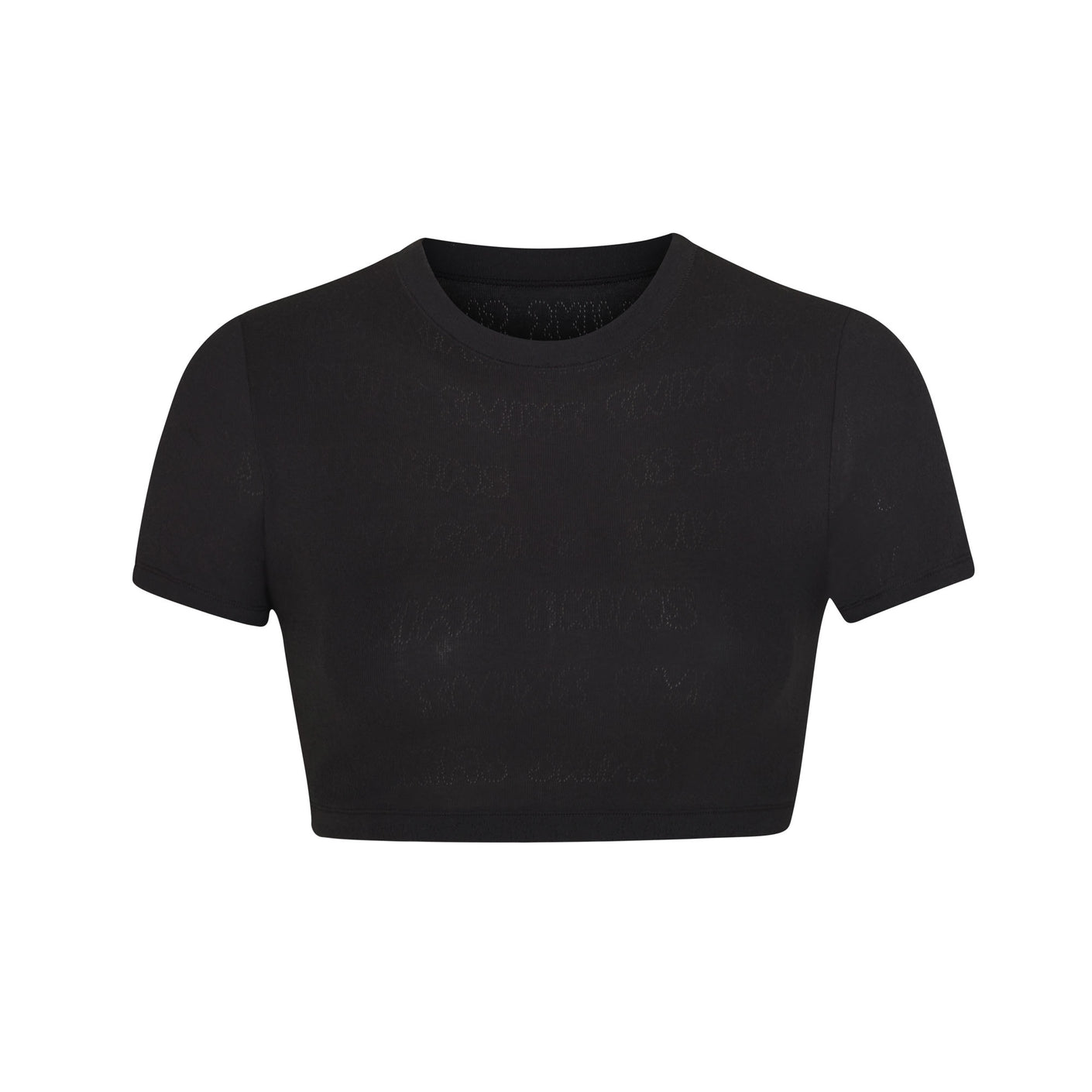 Lace Pointelle Cropped Tee - Onyx | SKIMS