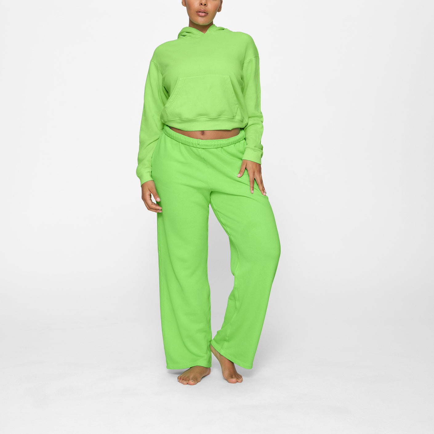 Super Soft Fleece Pullover Hooded Sweatshirt (Neon Green