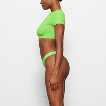 NEW Skims Neon Green/Lime Perforated Seamless Cropped T-Shirt