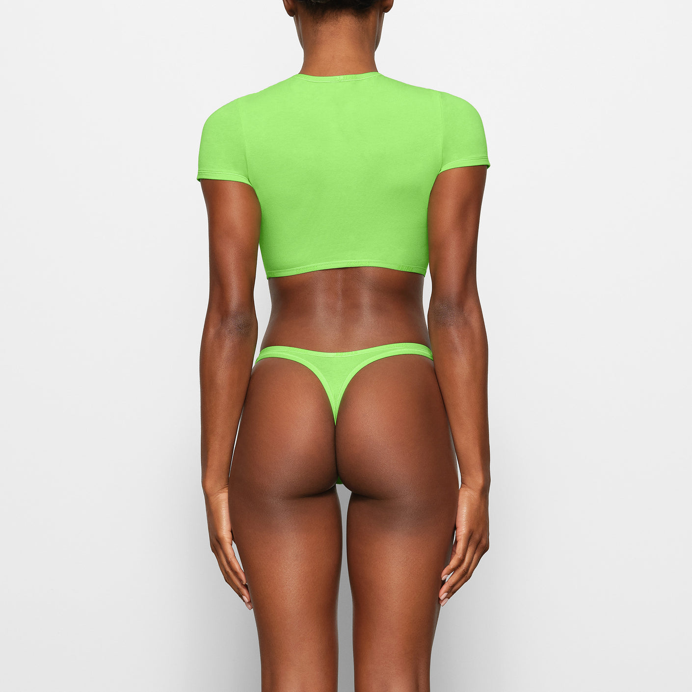Track Cotton Logo High Leg Bikini - Neon Green - S at Skims