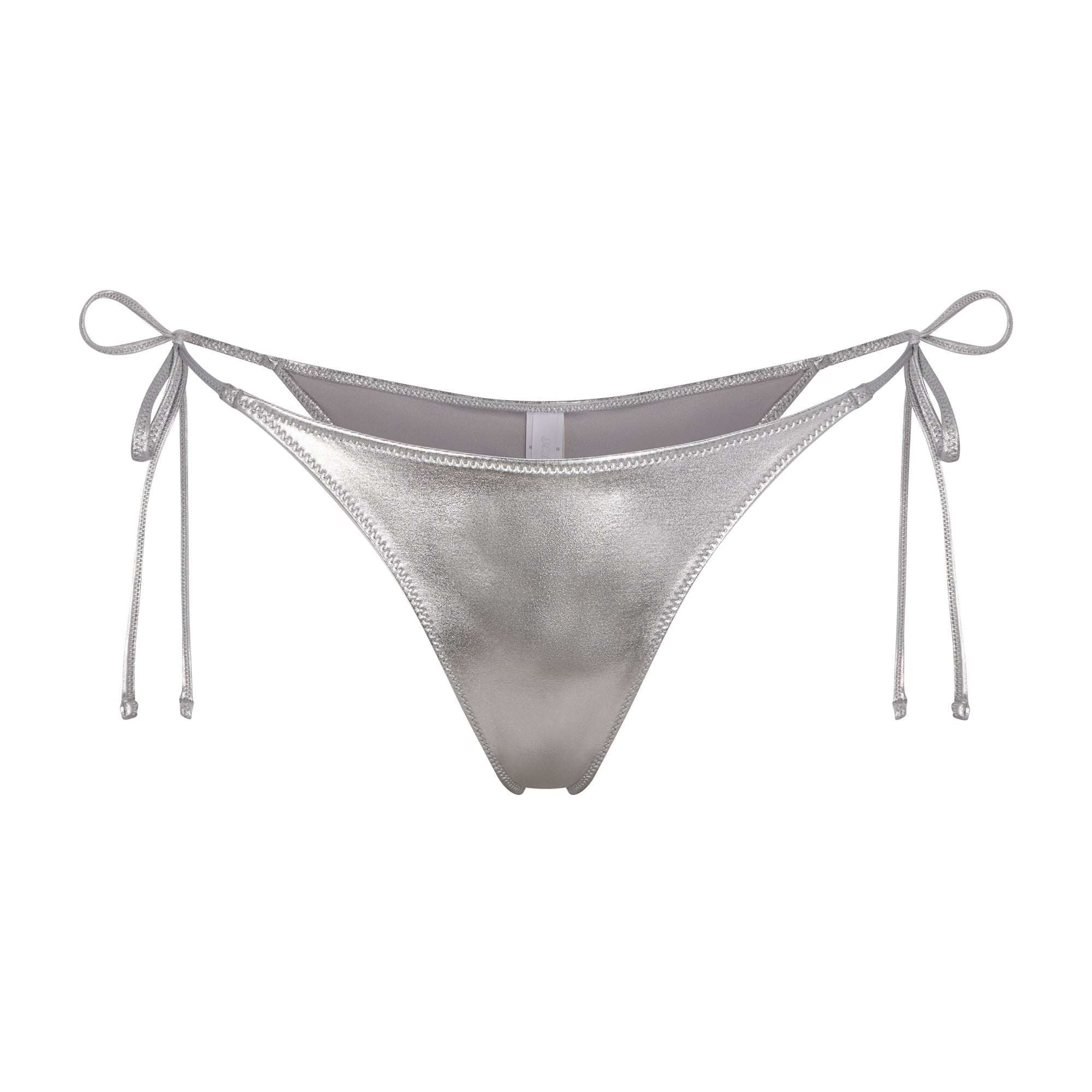 METALLIC SWIM SKIMPY TIE BOTTOM | NICKEL - METALLIC SWIM SKIMPY TIE ...