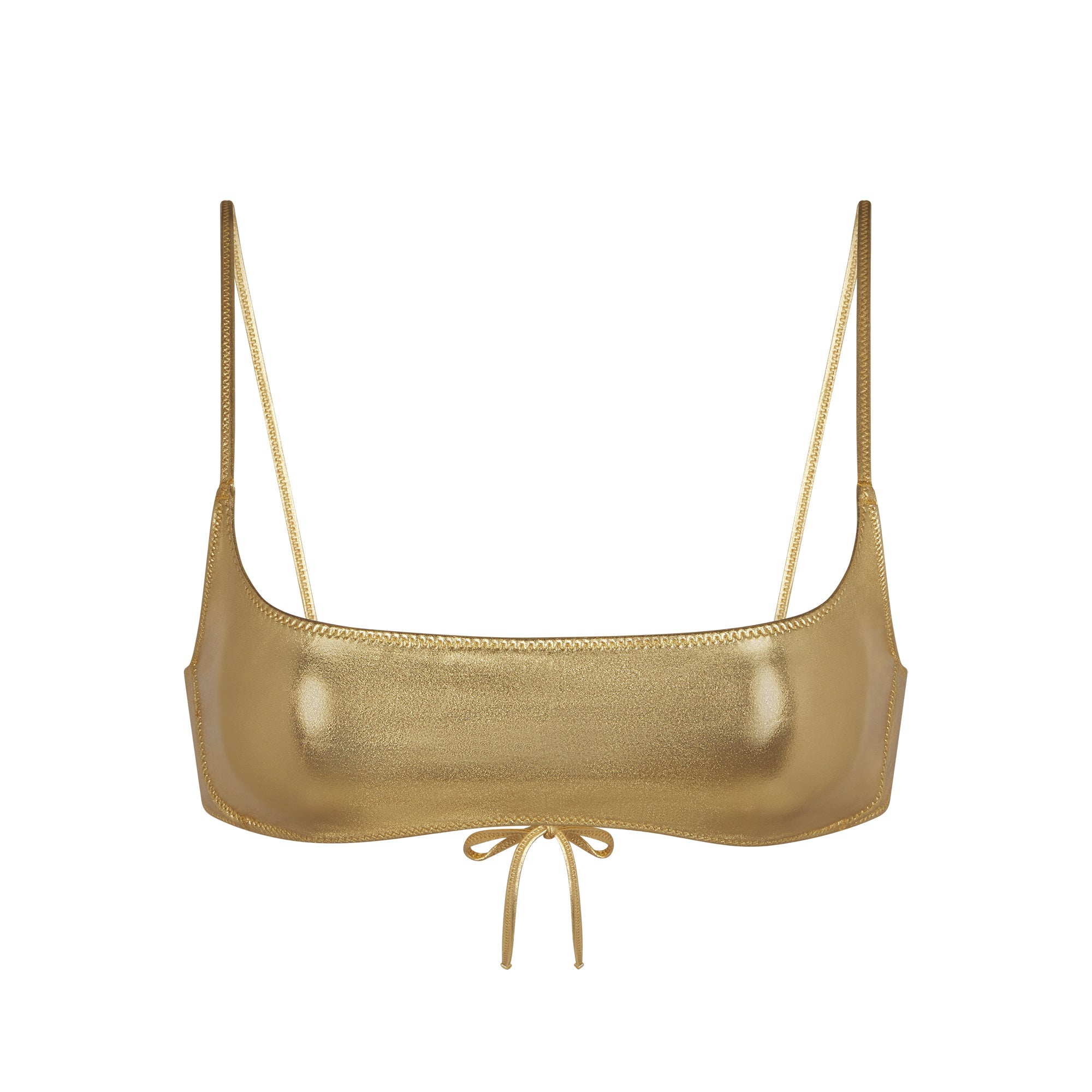 METALLIC SWIM MICRO SCOOP BIKINI TOP | GOLD