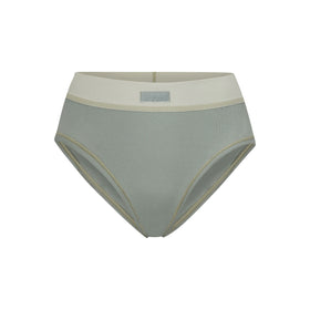 Skims Cotton Collection Ribbed Cotton-blend Jersey Briefs in Gray