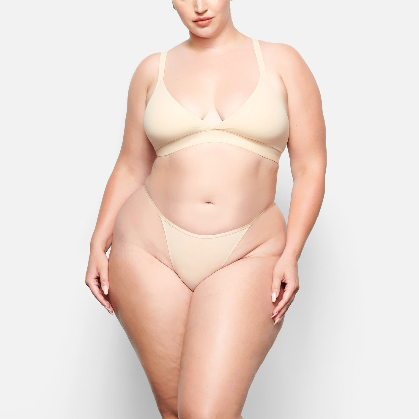 Intimates Soft Mesh String Bikini in Beige