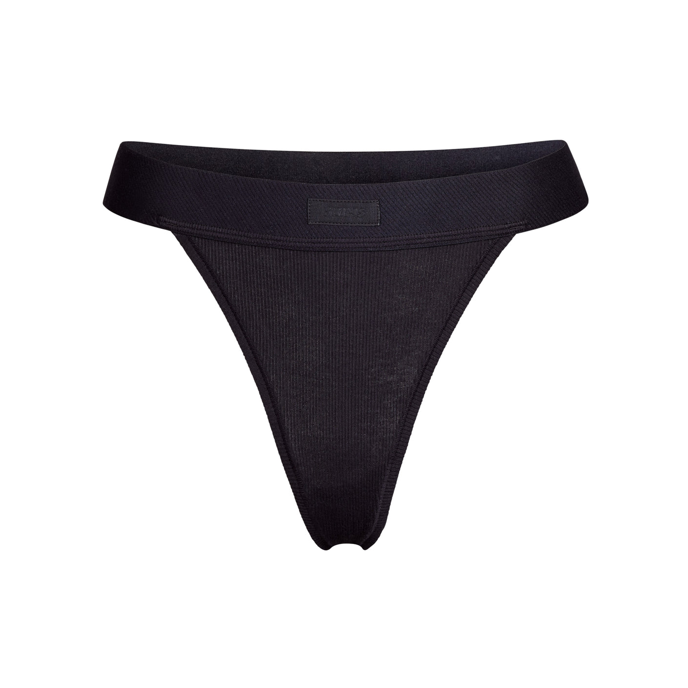 SKIMS: Black Cotton Rib Thong