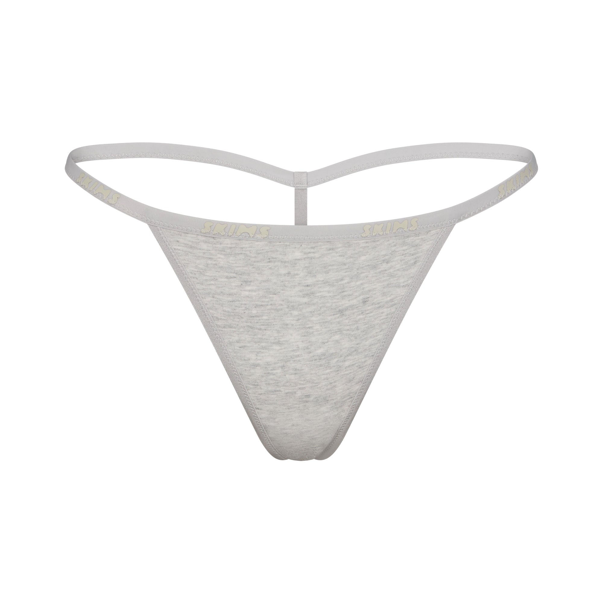 COTTON LOGO STRING THONG | LIGHT HEATHER GREY