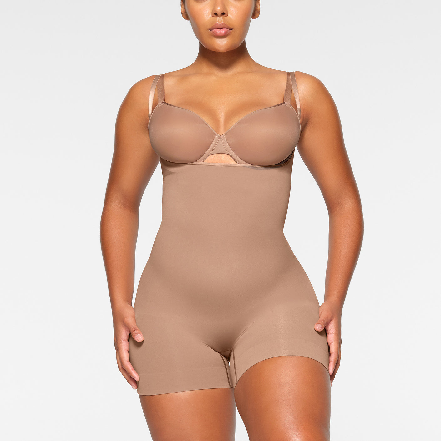 SEAMLESS SCULPT OPEN BUST SHORTIE BODYSUIT | SIENNA