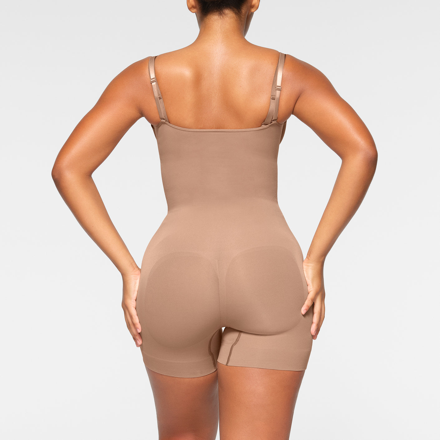 SKIMS, Seamless Sculpt Butt Enhancing Open Bust Bodysuit, BROWN, Women