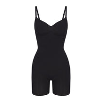 Skims All In One Long Sleeve Mid Thigh One Piece Romper in Onyx XXS