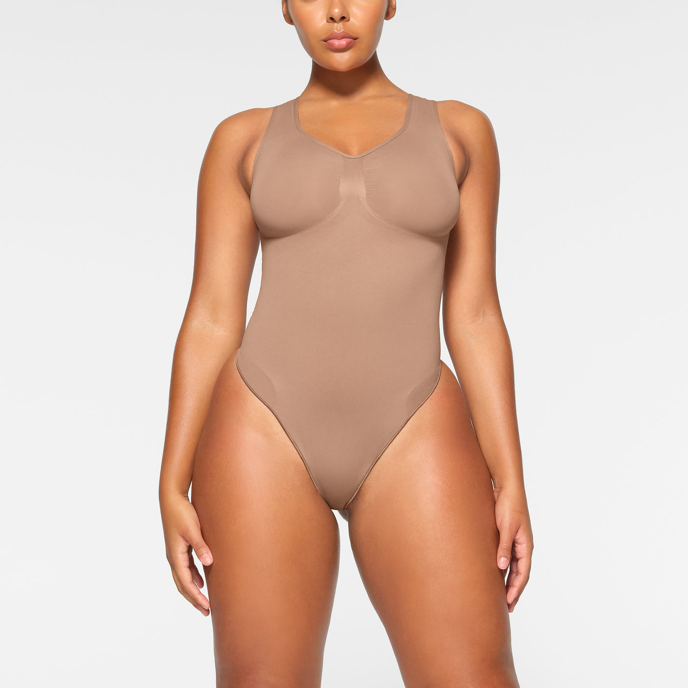 SKIMS, Tops, Nwot Skims Contour Lift Molded Cup Thong Bodysuit Sienna  Straight Neck