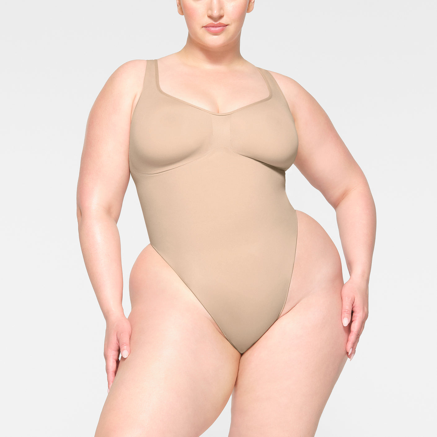 Track Seamless Sculpt Scoop Neck Thong Bodysuit - Ochre - 3X at Skims