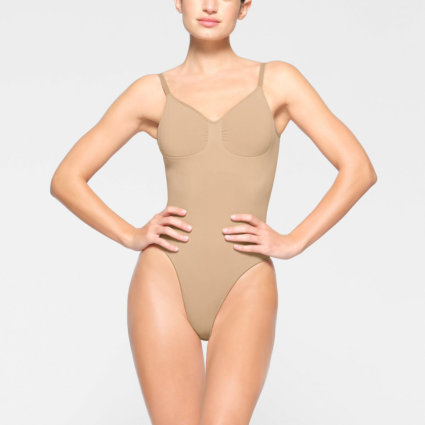 Track Seamless Sculpt Low Back Thong Bodysuit - Onyx - M at Skims