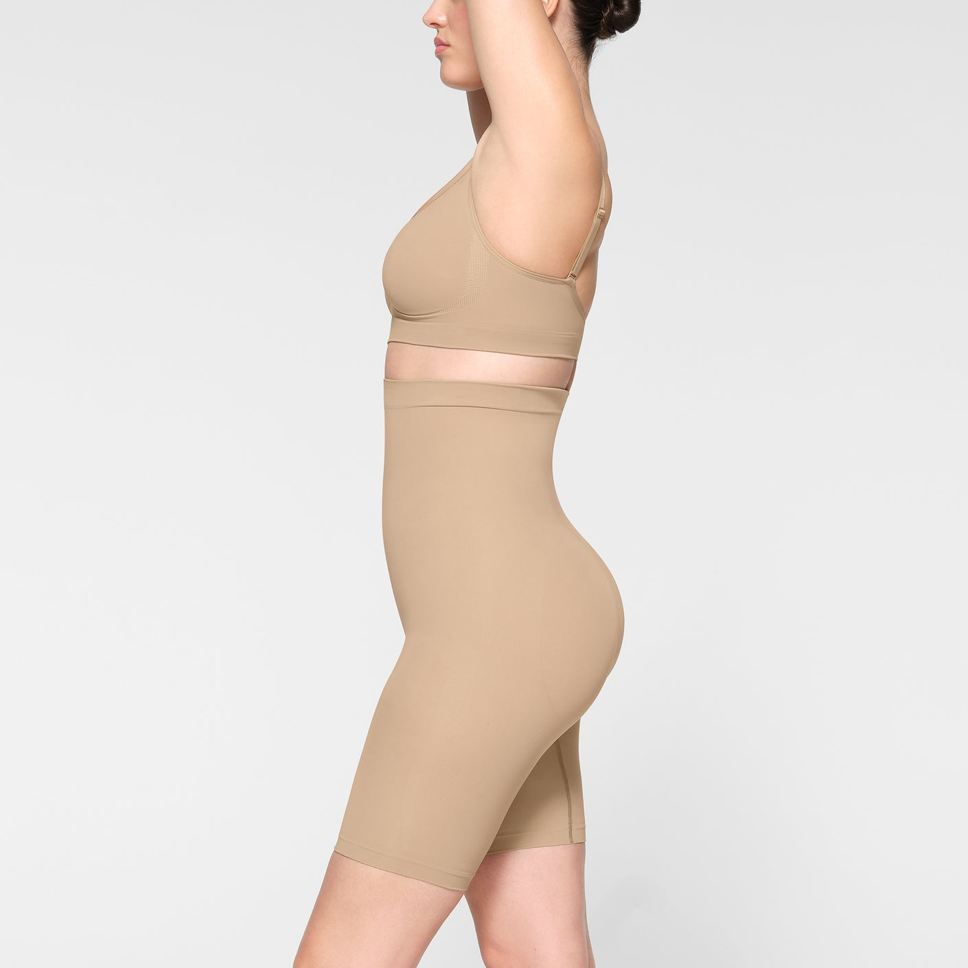 SEAMLESS SCULPT HIGH-WAISTED ABOVE THE KNEE SHORT | CLAY