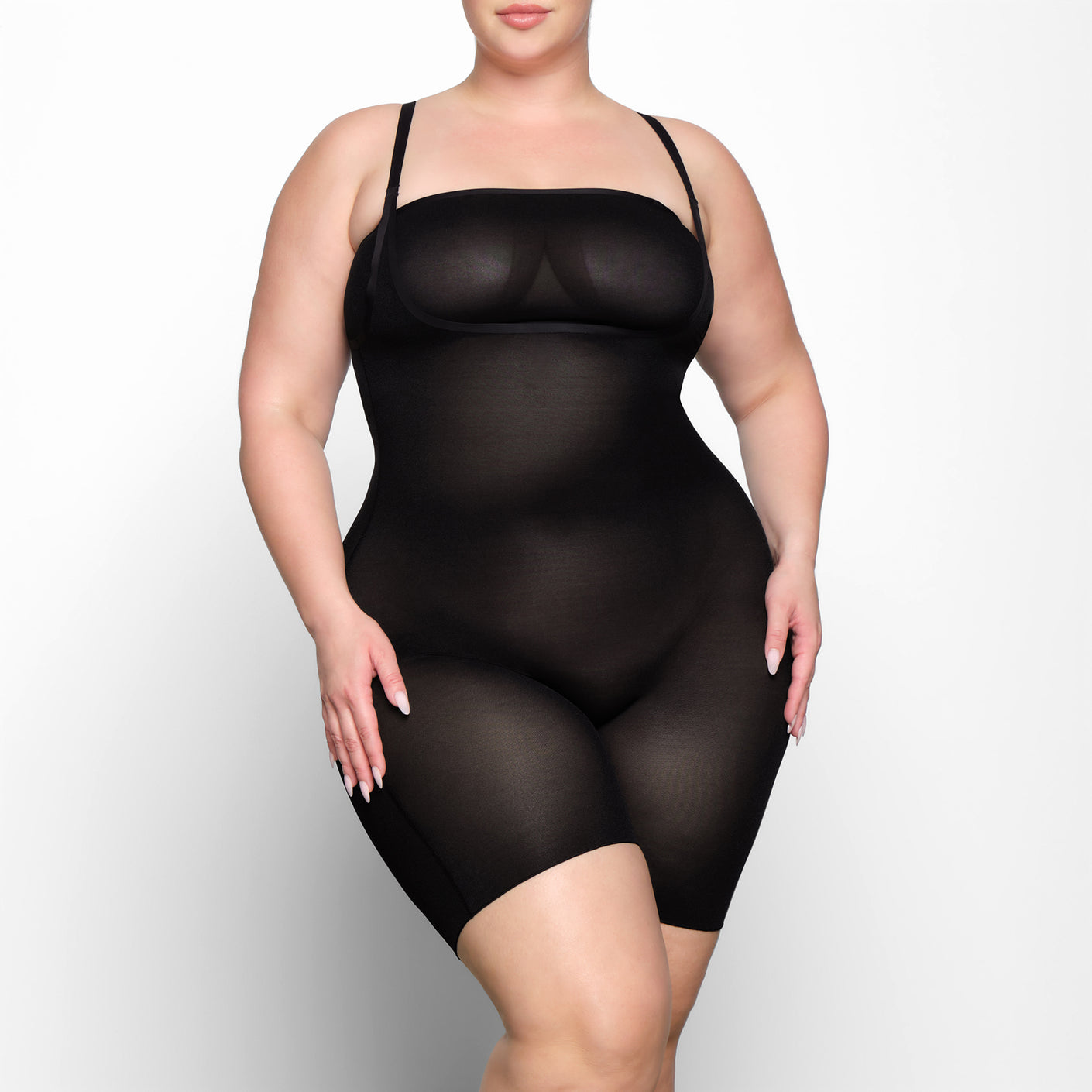 Final Sale Plus Size Sheer Mesh Bodysuit in Off White (Top Only