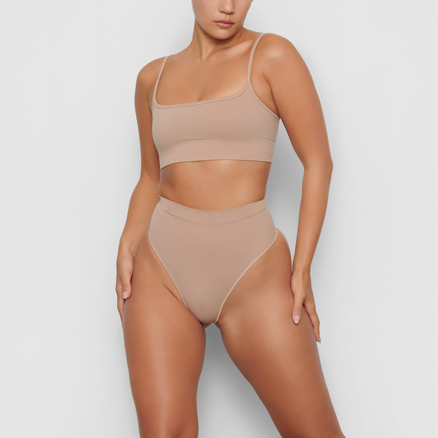 New Skims Shapewear Womens Size L sand color High Waisted Undies Thong  (T1-8) 
