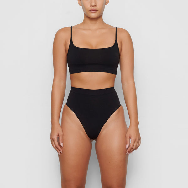 SKIMS Black Contour Bonded High Waisted Thong – BlackSkinny