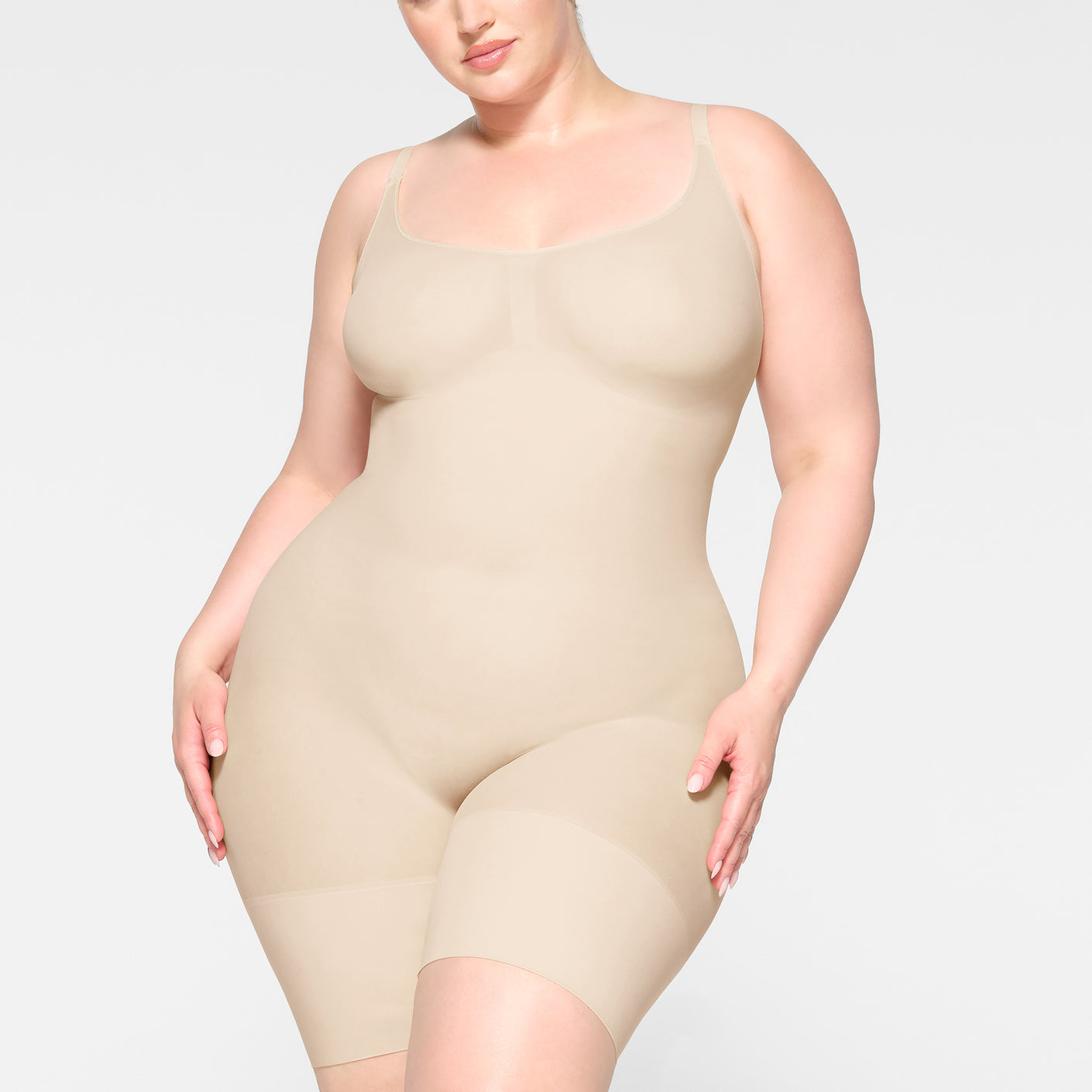 Spanx Oncore Open-bust Mid-thigh Soft Nude Bodysuit Plus Size 3x