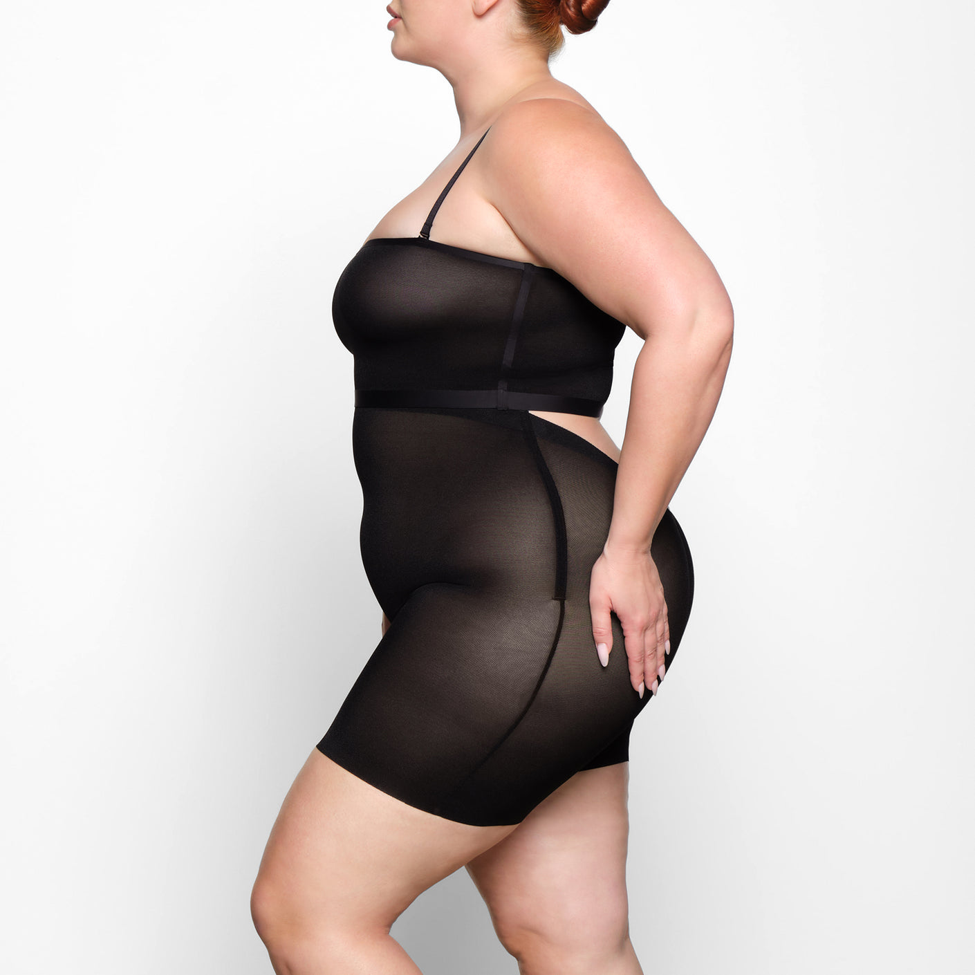 Plus Size Strapless Top And Shorts Bodycon Shapewear Set