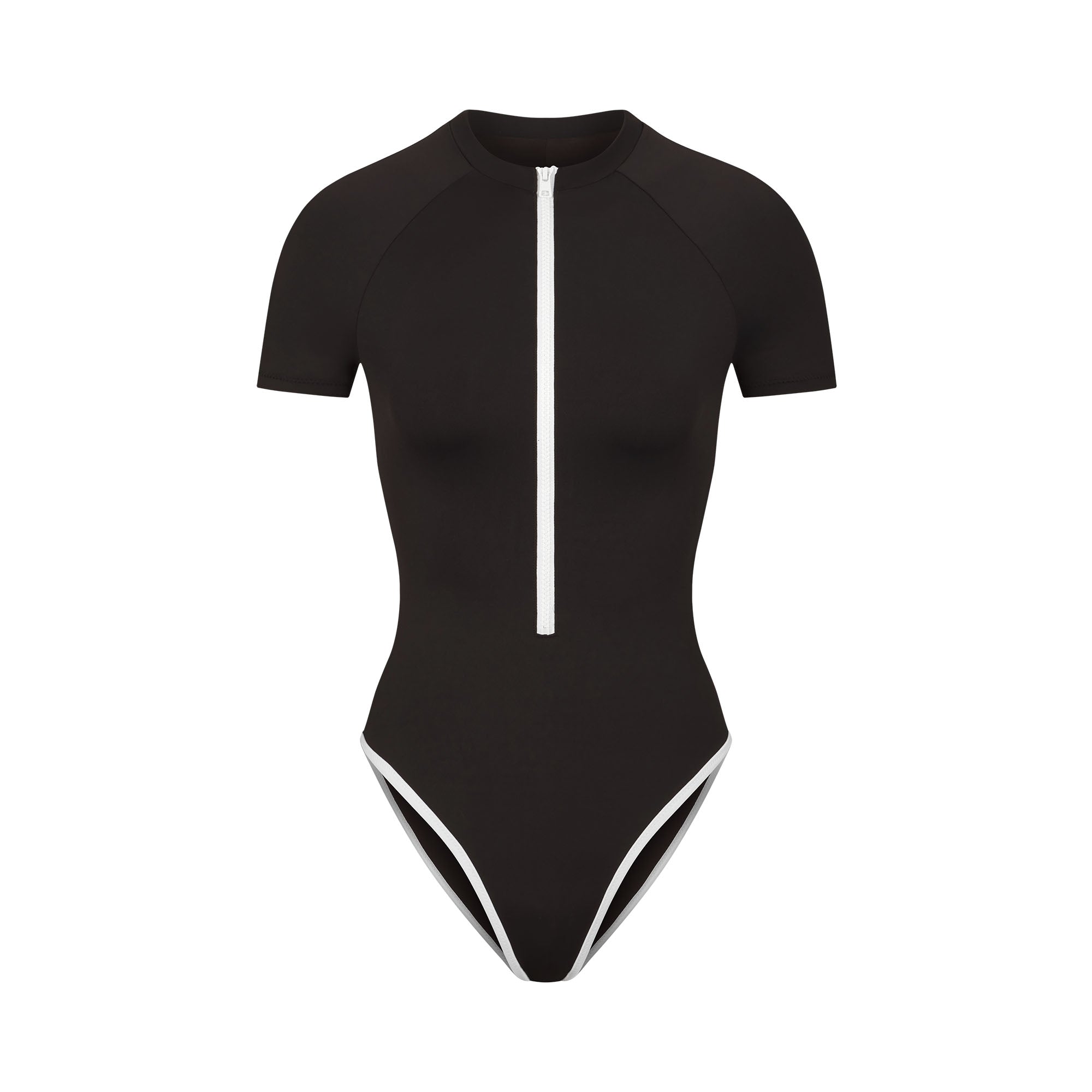 ZIP-UP SWIM MOCK NECK ONE PIECE | ONYX