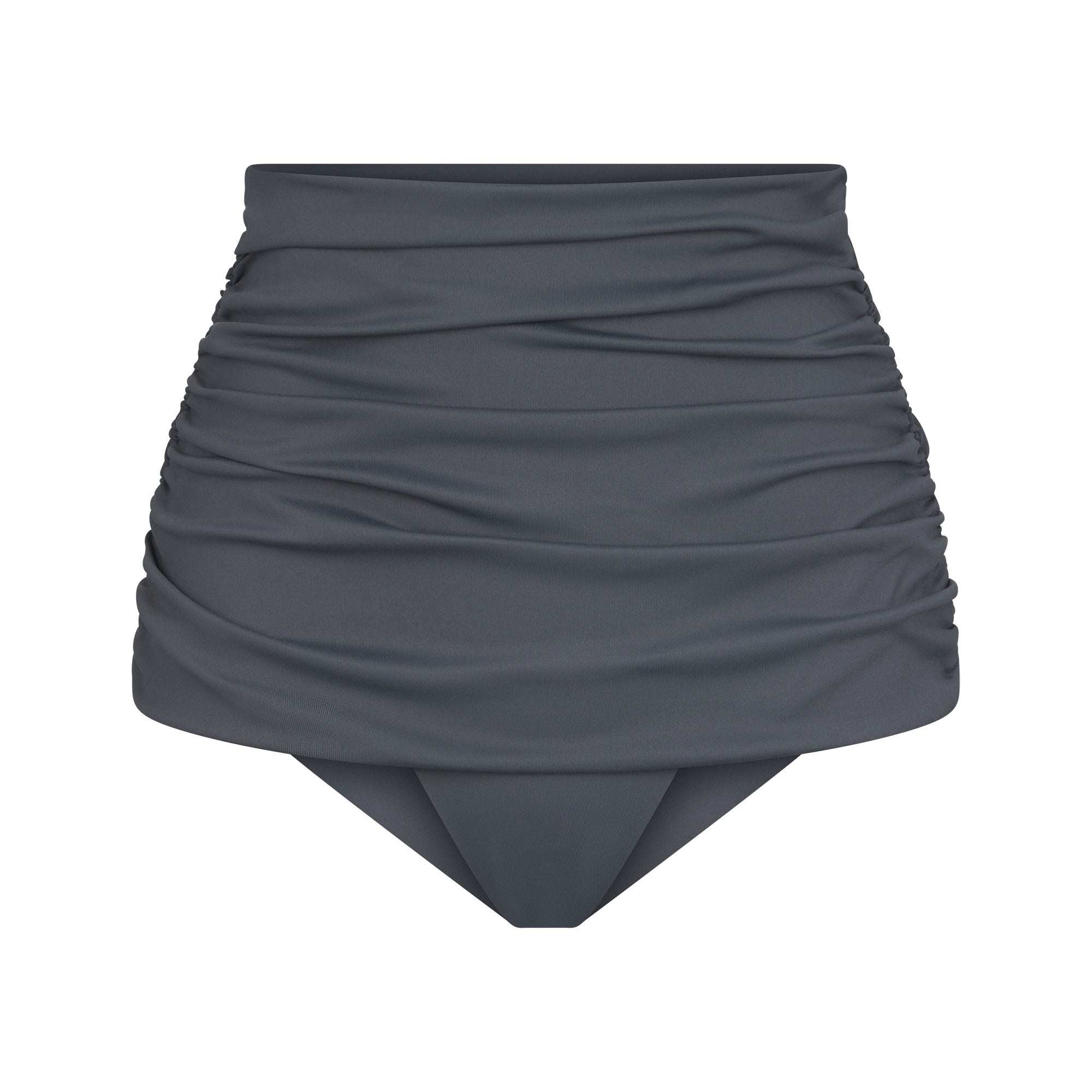 SHAPING SWIM RUCHED HIGH-WAISTED BOTTOM | GUNMETAL - SHAPING SWIM ...