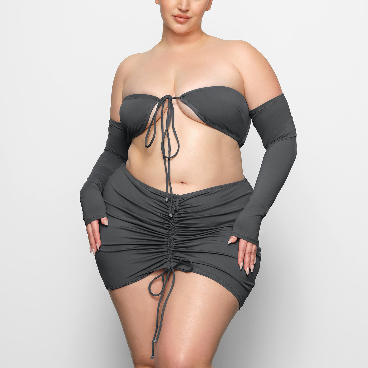 Shape Charcoal Grey Contour Jersey Mini Skirt