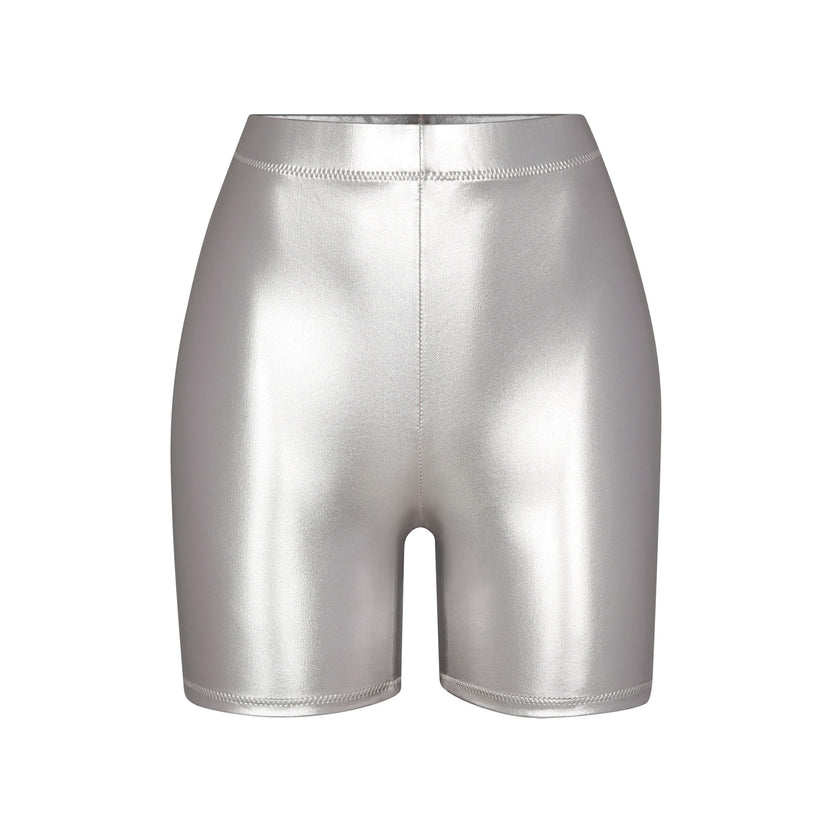 Metallic Swim Mid Waist Short - Nickel | SKIMS