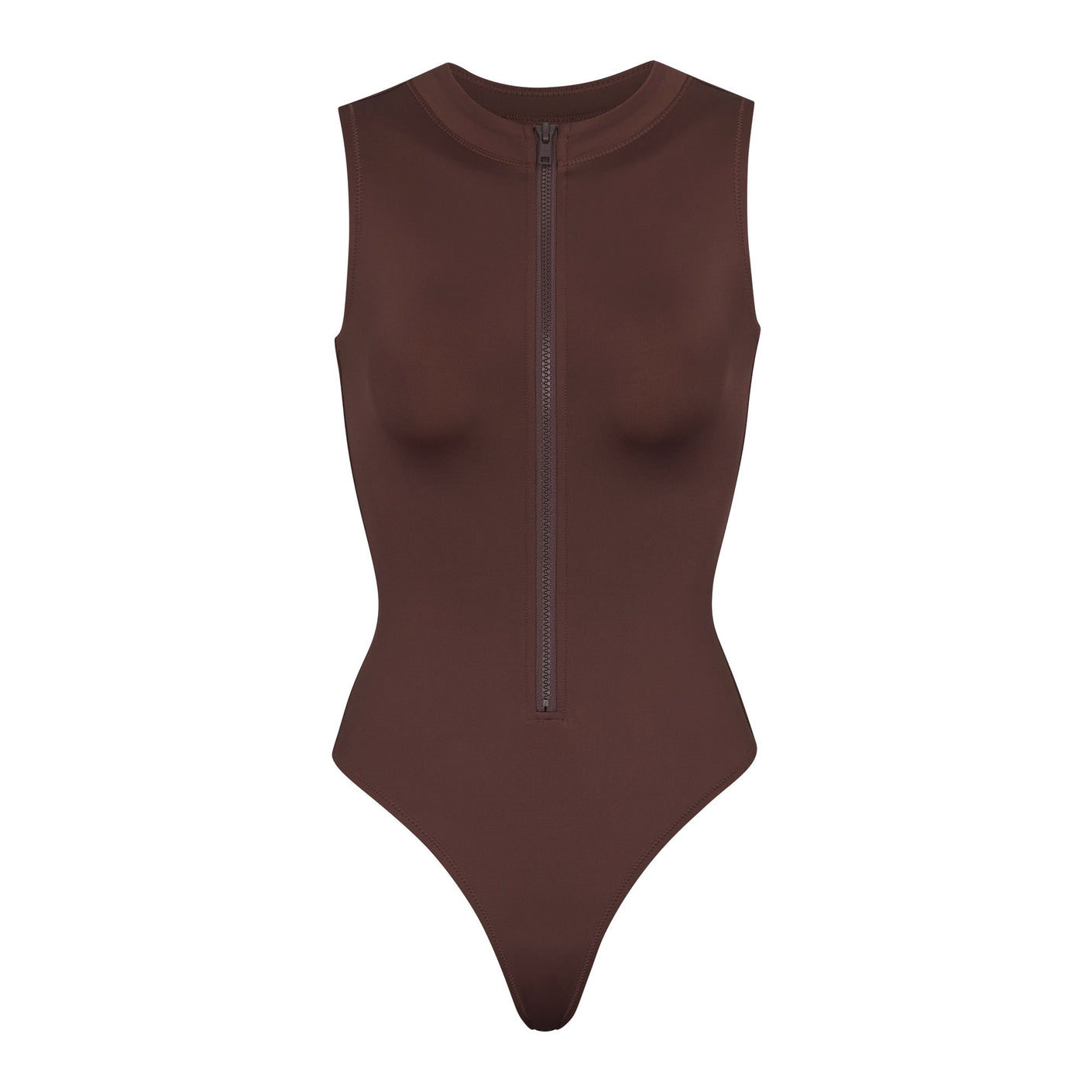 Skims Swim Zip Front Sleeveless One Piece in Onyx, Kim Kardashian Wears a  Plunging, Zip-Front Swimsuit For a Day on the Lake