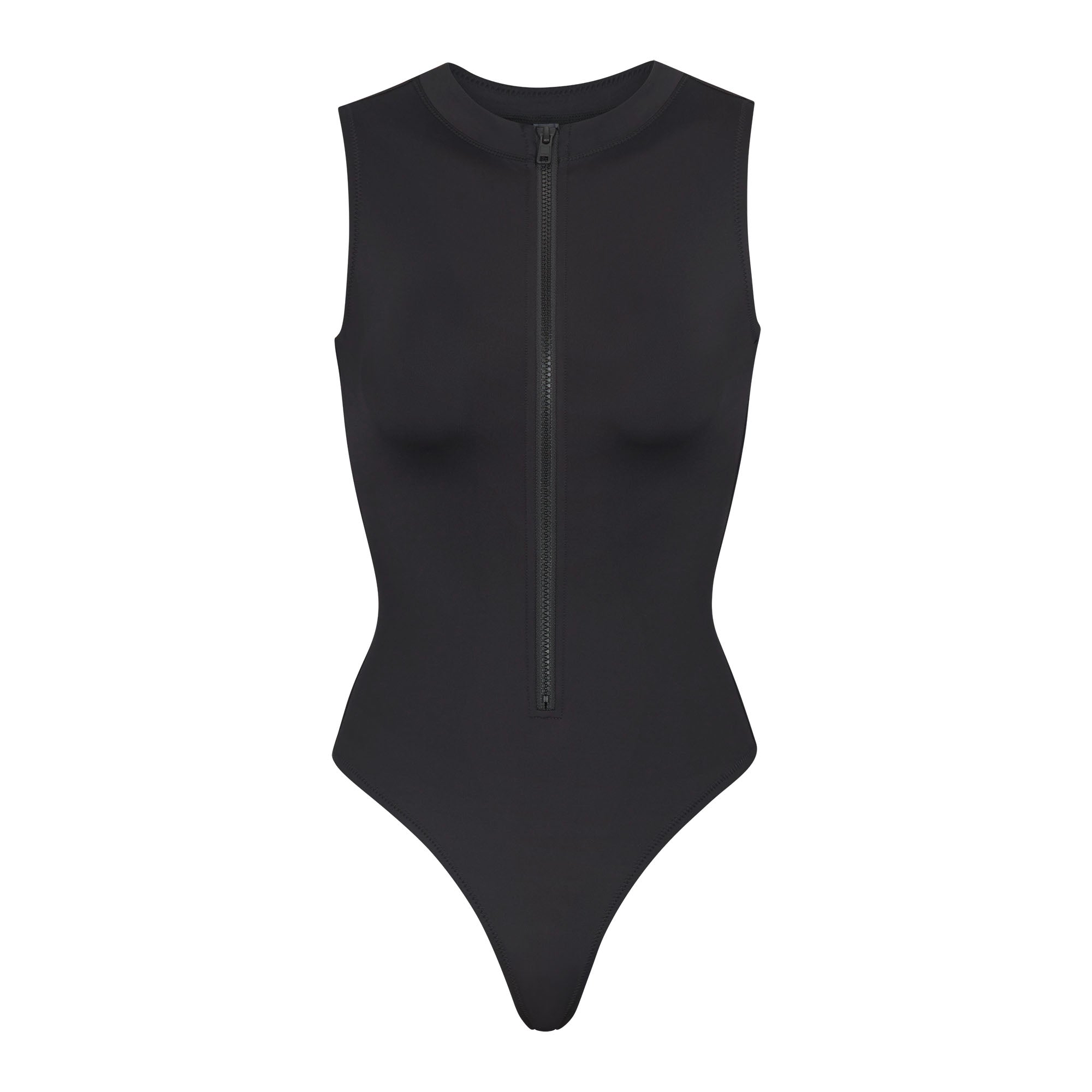 Women's Color Block Sporty Retro Front Zip Long Sleeve Cutout Design Paddle  Board One Piece Bathing Suit