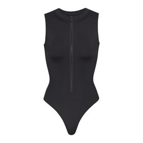 SIGNATURE SWIM ZIP FRONT SLEEVELESS ONE PIECE | COCOA