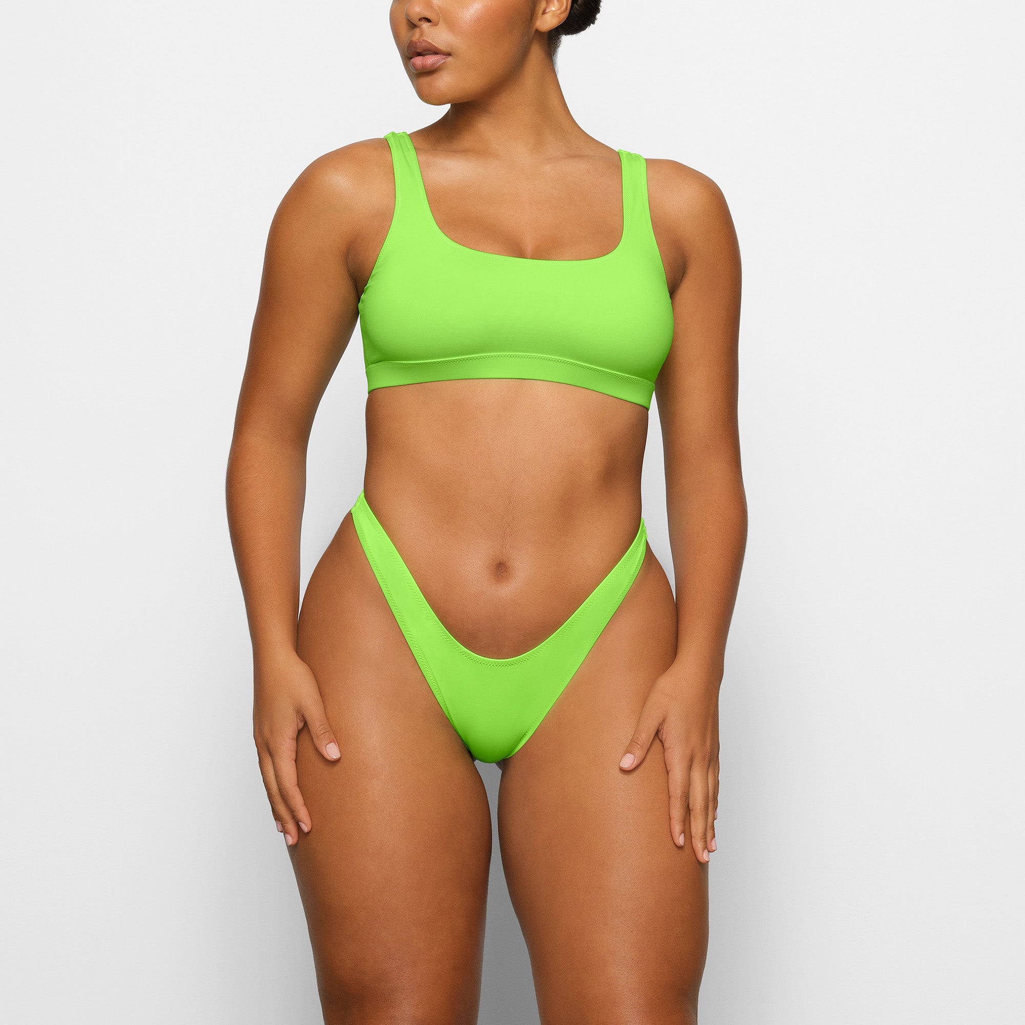 SIGNATURE SWIM CHEEKY TANGA BOTTOMS | NEON GREEN - SIGNATURE SWIM