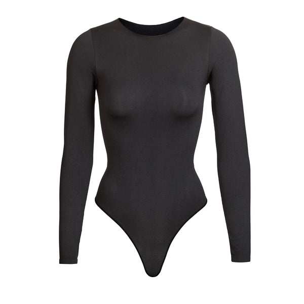 American Apparel Women Cotton Spandex Long Sleeve Bodysuit, Black, X-Small