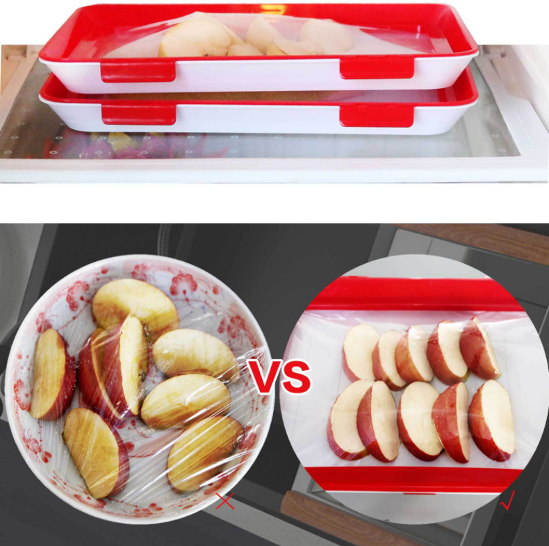 2PCS Food Vacuum Preservation Tray Reusable Storage Pan Container Keeping  Fresh