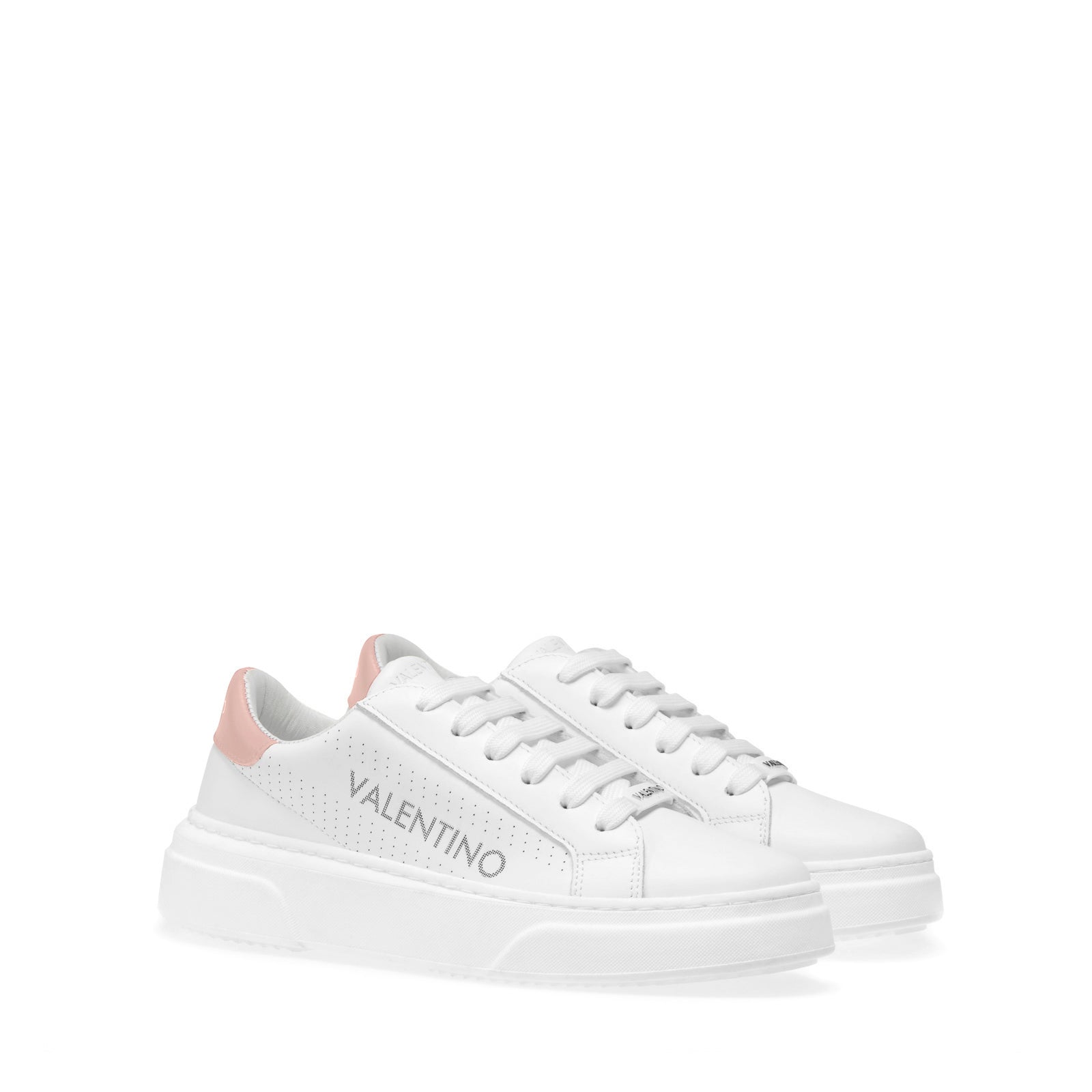 koncept tandlæge Far Valentino Sneakers Low-Top for Women in White Calf and Pink Detail – Valentino  Shoes