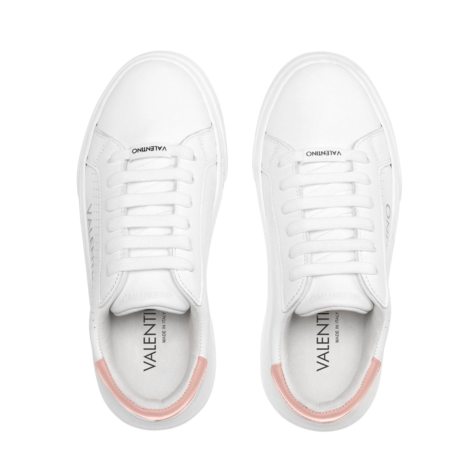 Valentino Sneakers Low-Top for Women in White Calf and Pink Detail – Valentino