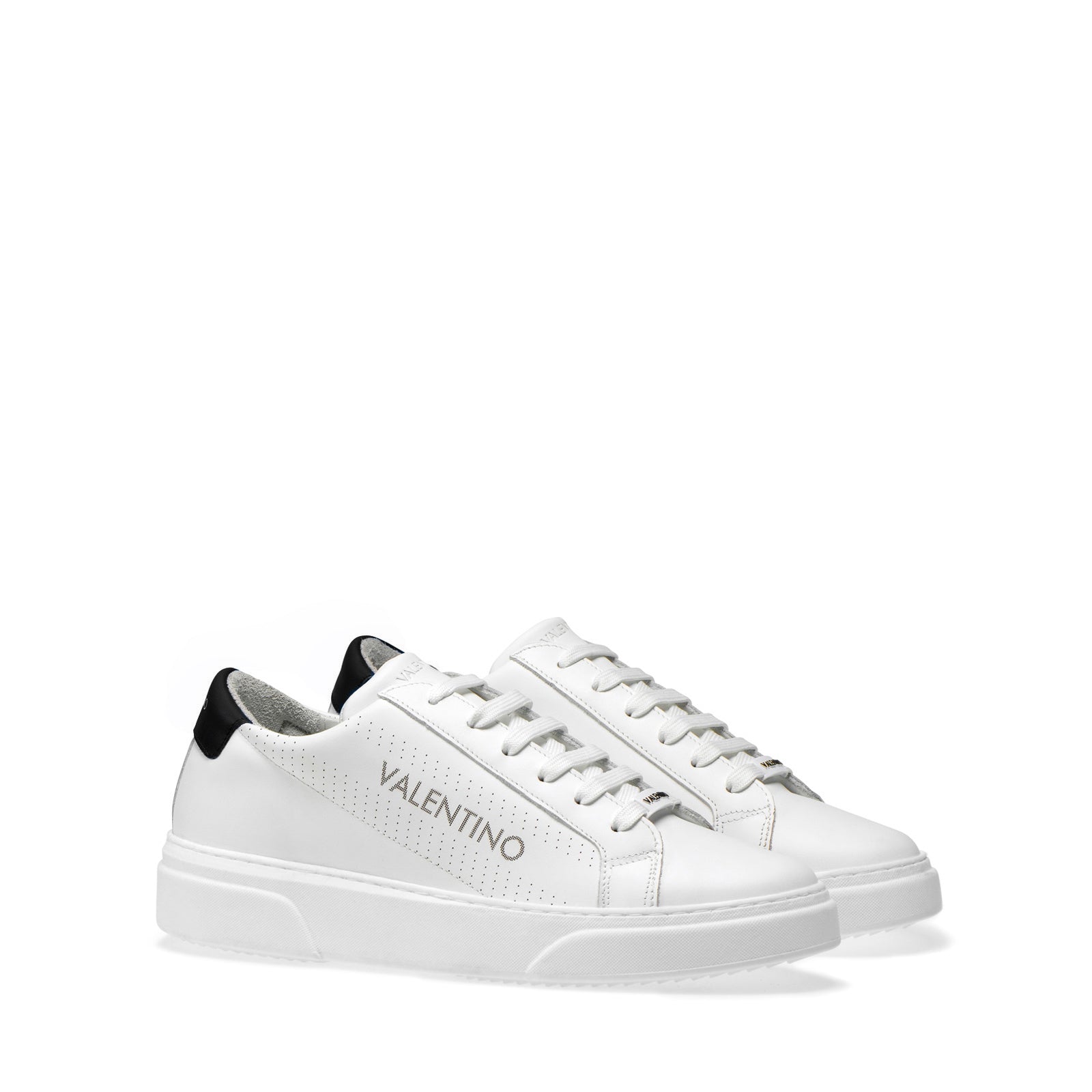 Valentino Lace-Up for in White Leather and Black – Valentino Shoes