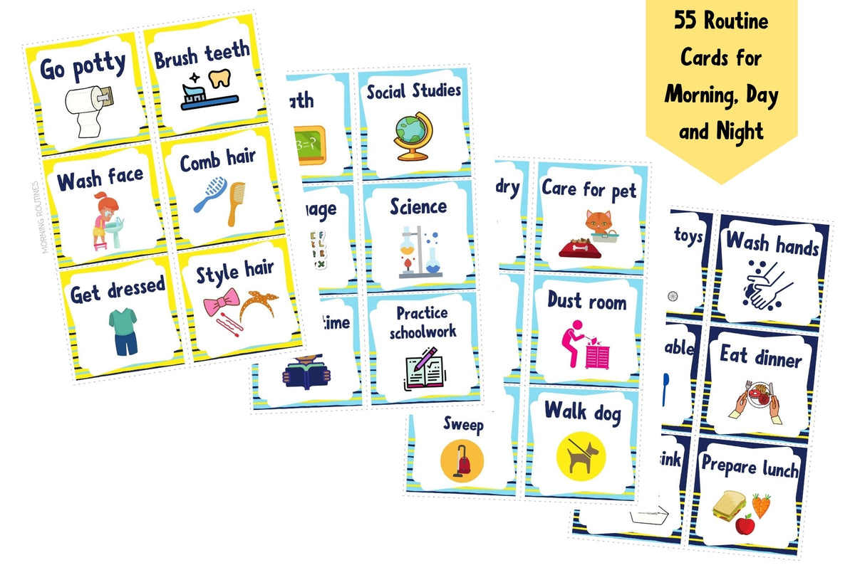 Daily Routine Cards (Toddler Routine Chart, Kids Daily Rhythm Cards ...