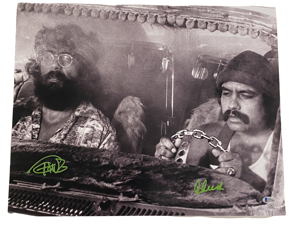 CHEECH and TOMMY CHONG SIGNED AUTOGRAPH 11x17 cardstock art poster ITP of  PSA #C