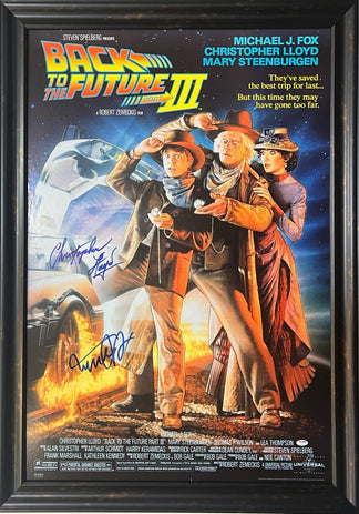  HWC Trading Back to the Future Movie Poster Cast Signed 16 x  12 Framed Gift Printed Autograph Christopher Lloyd Michael J Fox Print  Photo Picture Display - 16 x 12 Inches