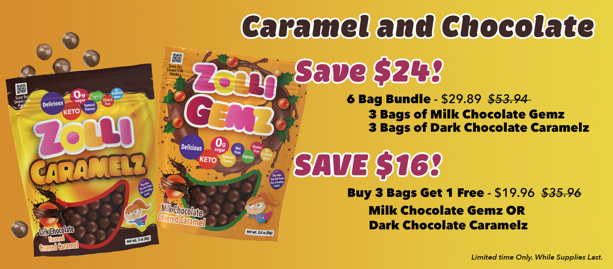 Zolli Chocolate Caramelz Sale. Save $24 on 6 Bags. Save $16 on 4 Bags