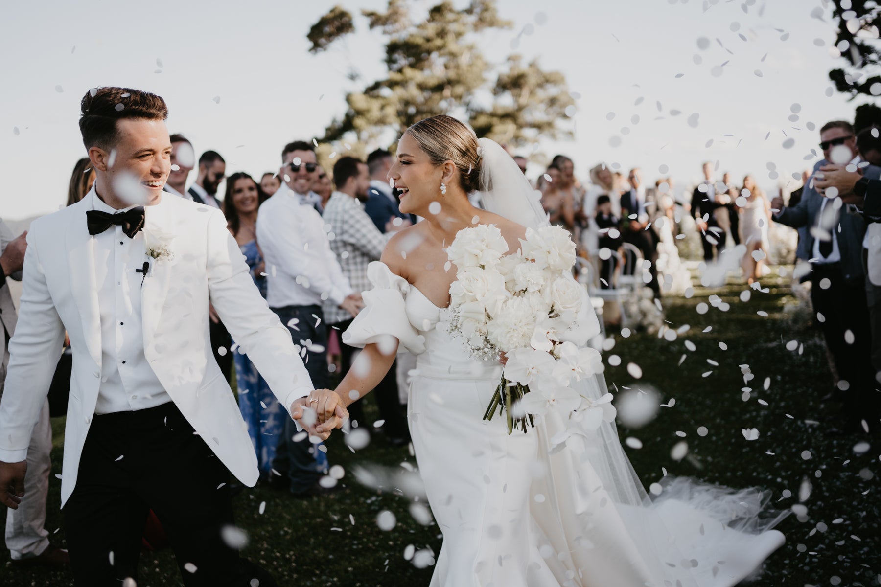 white wedding biodegradable confetti exit ceremony inspiration 