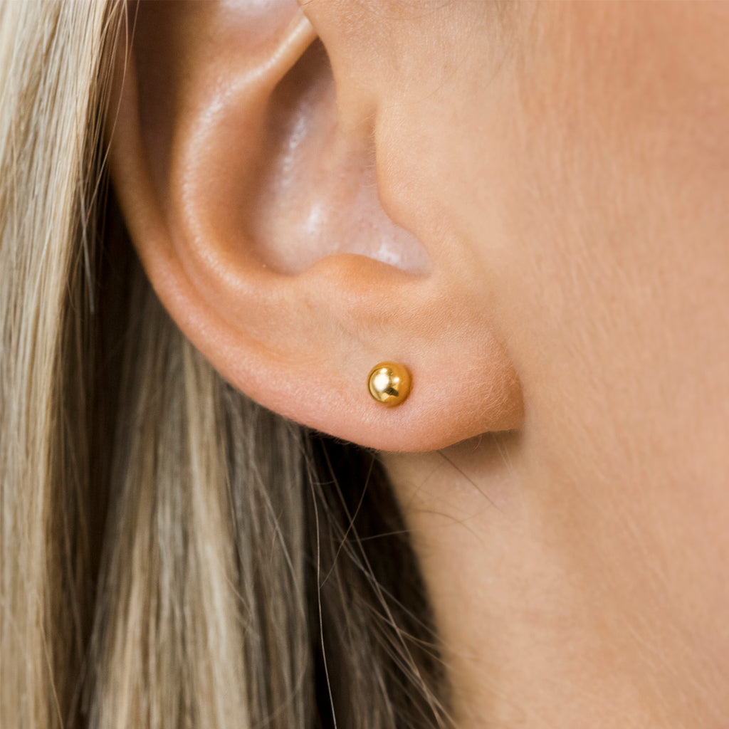 Gold Plated 4 mm Ball Stud Earrings Simply Whispers