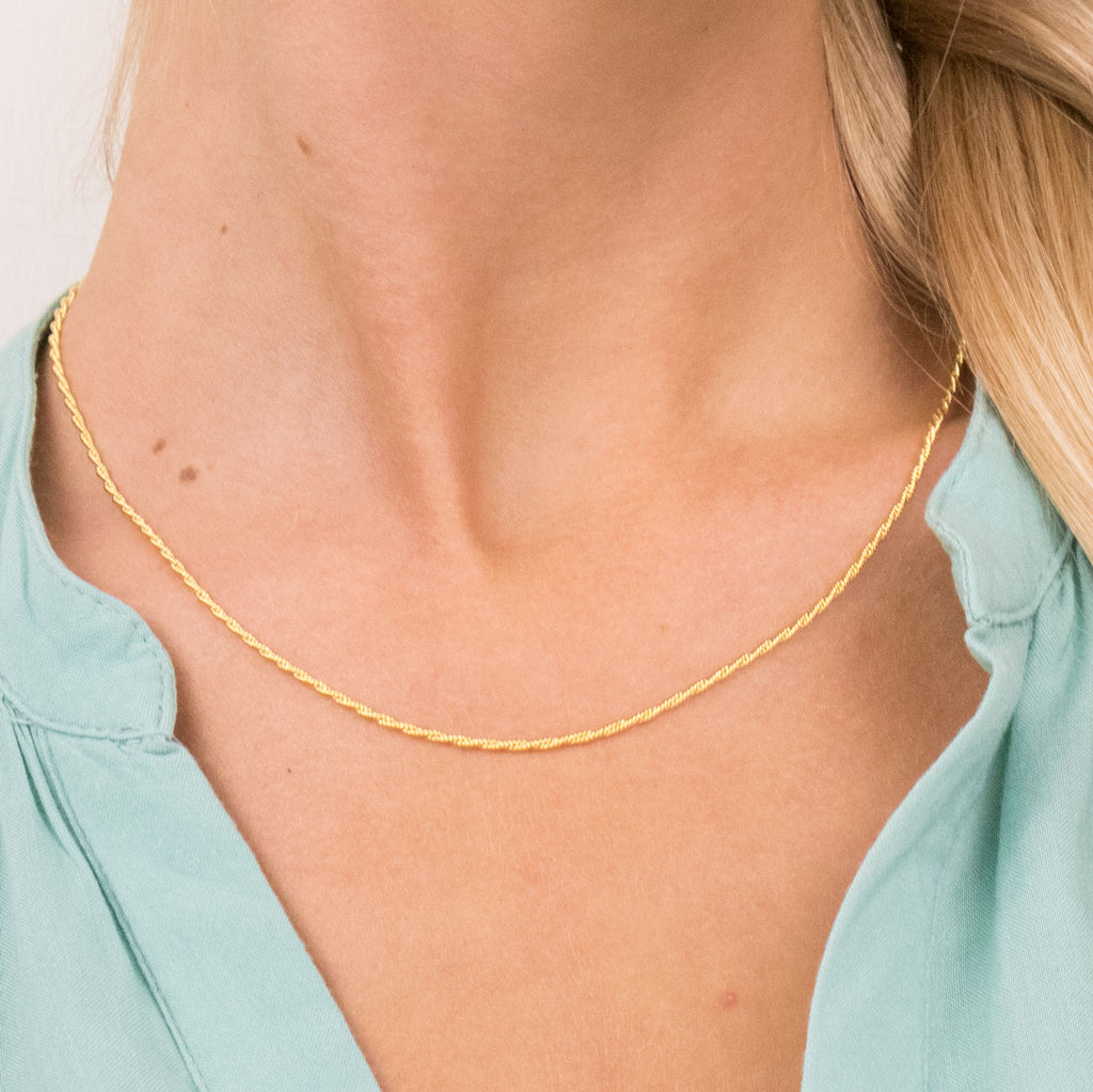 Gold Plated 18 inch Thin Rope Chain 