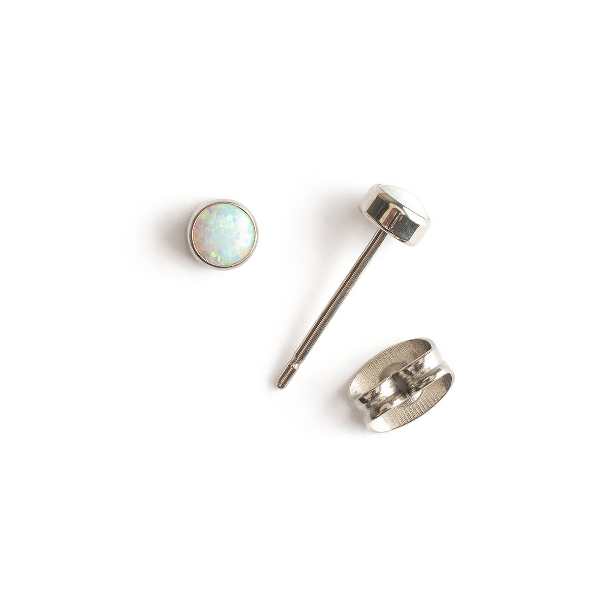 White Opal Titanium Stud Earrings - Simply Whispers product image