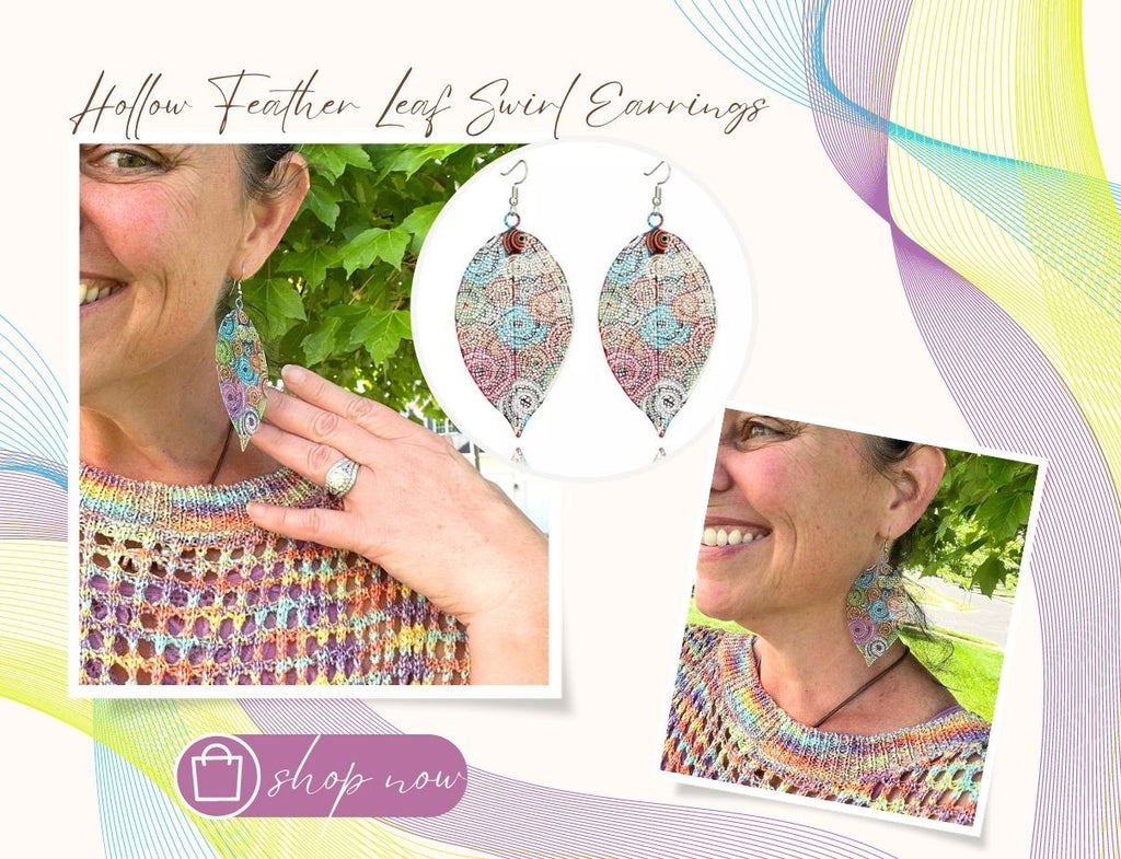 Hollow Feather Leaf Swirl Earrings