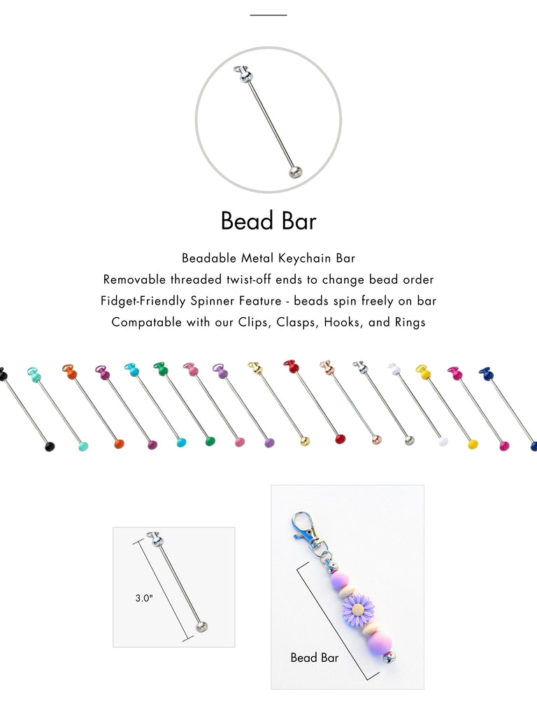 Hardware Options for Silicone Beaded Accessories | Beadable Keychain Bar "Bead Bar"