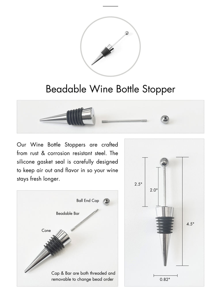 Beadable Wine Bottle Stopper Cork Bottle Stopper Silicone Beaded Beaded Bottle Cork