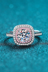 Moissanite Ring Pink Front View